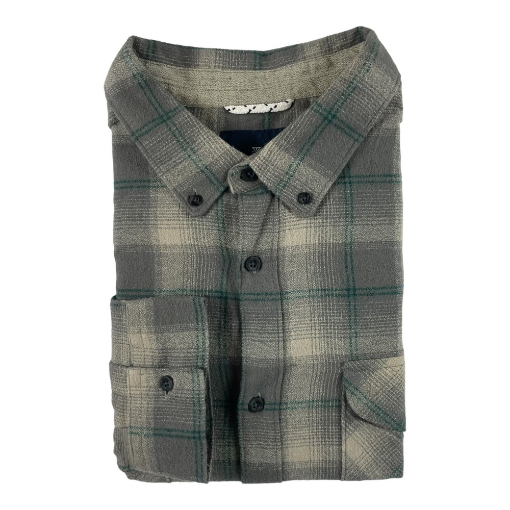 Roark Revival Gray Green Checked Shacket Flannel Size Mens XL